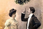 Couple under mistletoe